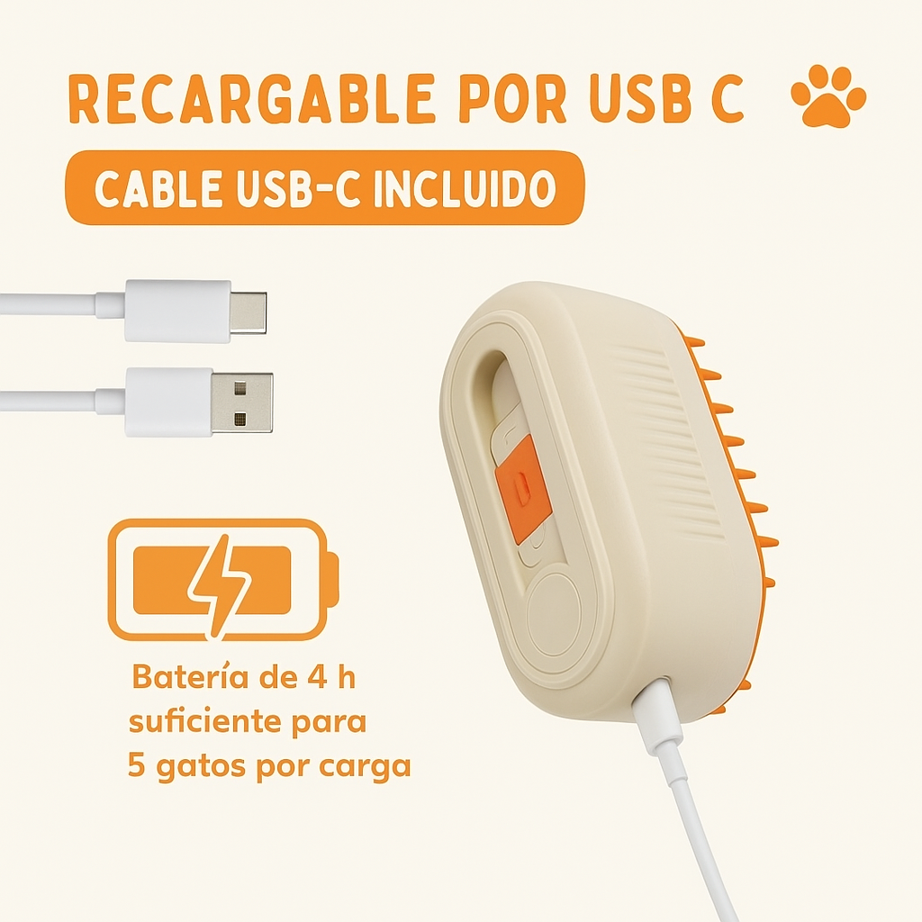 Cepillo de vapor para mascotas 4 en 1