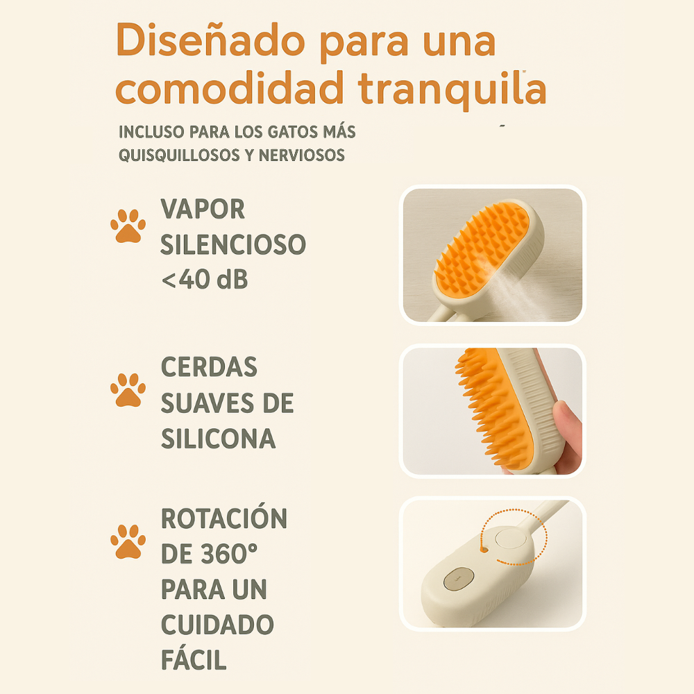 Cepillo de vapor para mascotas 4 en 1